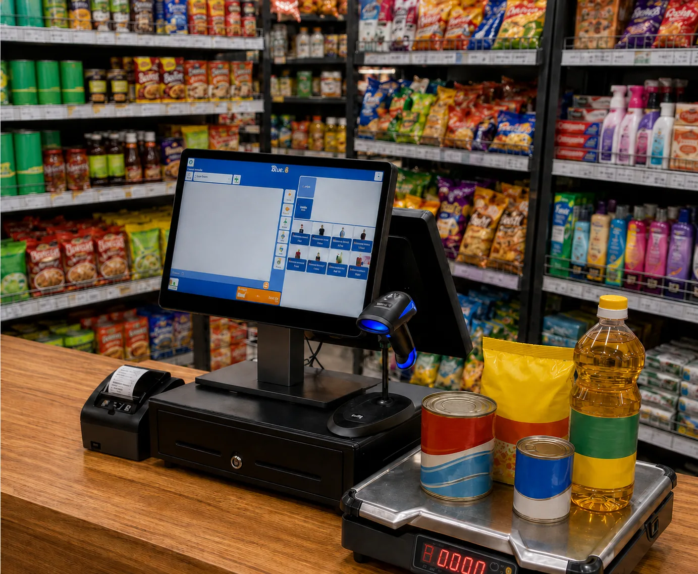 Retail POS terminal at a small grocery store