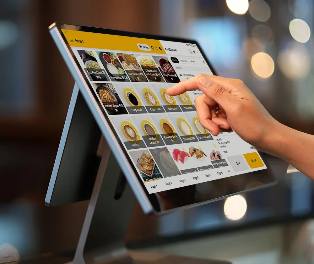 Staff member using the HUBBO POS ordering interface