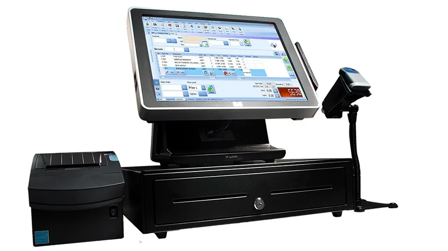 IRS POS terminal, barcode scanner, receipt printer and cash drawer